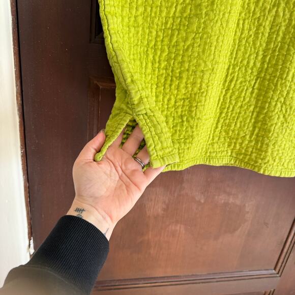 RUSS BERENS | Pea Green Quilted Linen Blend Zip Up Vest Boho Kantha Extra Small - Picture 6 of 6